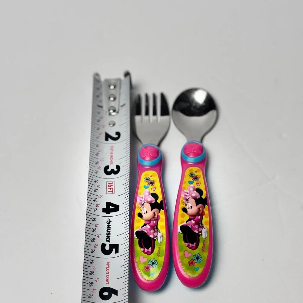 Disney Minnie Mouse Toddler Fork and Spoon Set Pink Blue Kids‎ Flatware Utensils